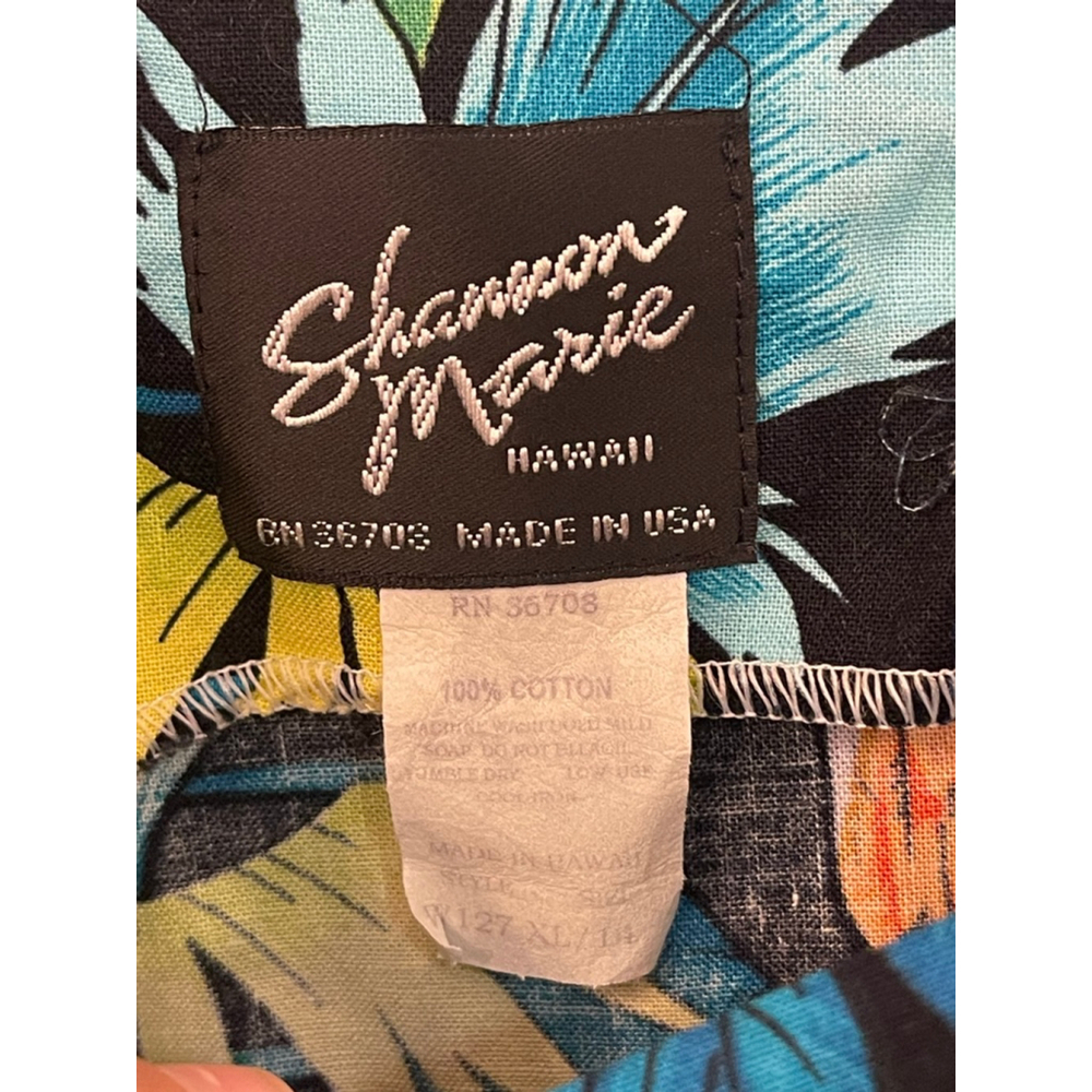 Vintage Shannon Marie Hawaii Dress Parrot Tropical Print Cotton XL USA - Picture 4 of 6